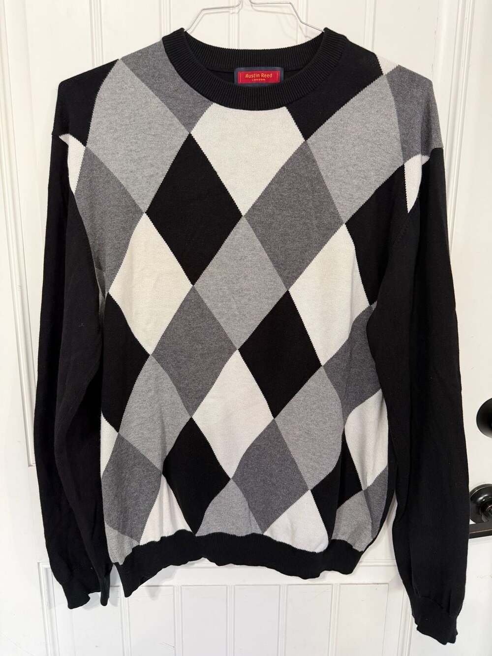 Austin Reed London Men's Argyle Crewneck Knit Pullover Sweater Size L